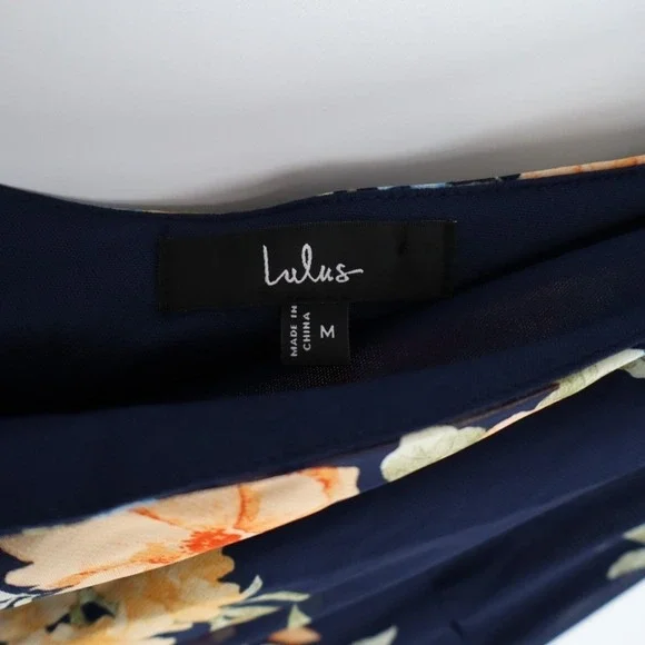 Lulus Elegant Admiration One Shoulder Maxi Dress Womens Medium Navy Blue Floral - Picture 5 of 9
